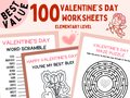 Valentine's Day Elementary Worksheets | 100 Pages (PDF)