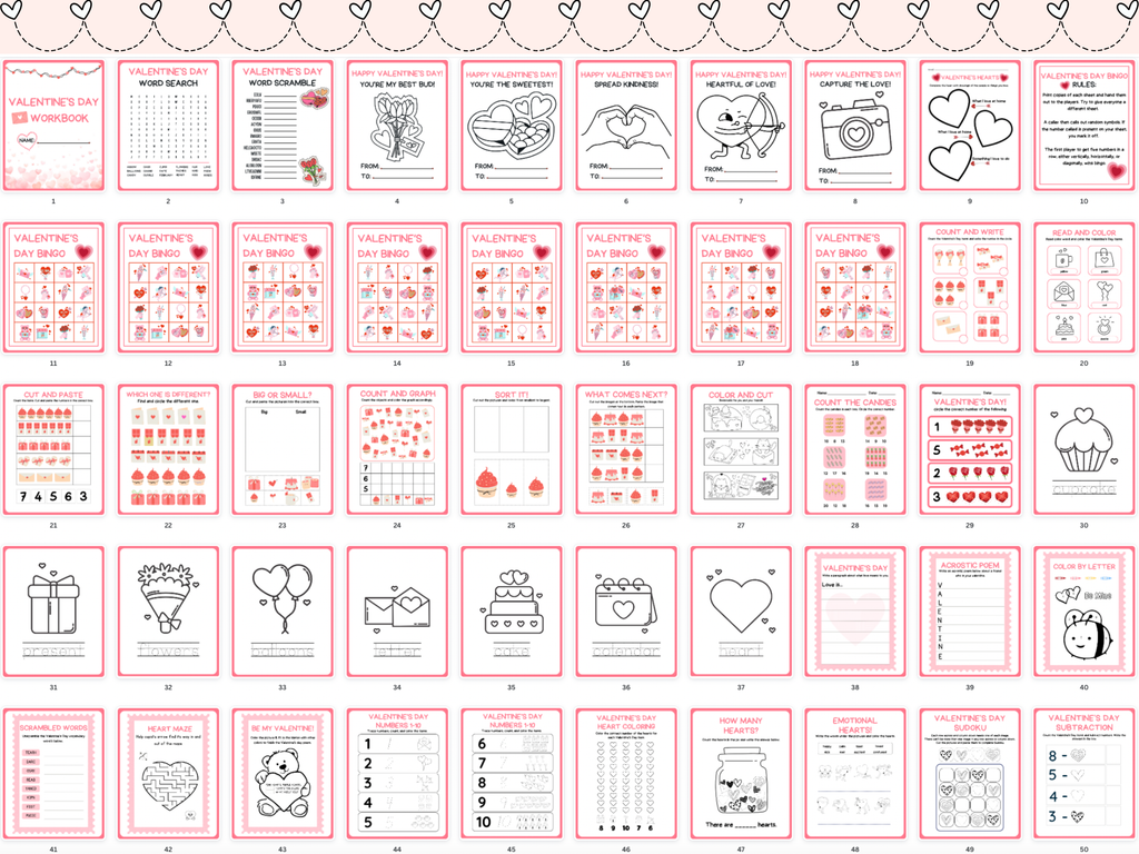 Valentine's Day Elementary Worksheets | 100 Pages (PDF)