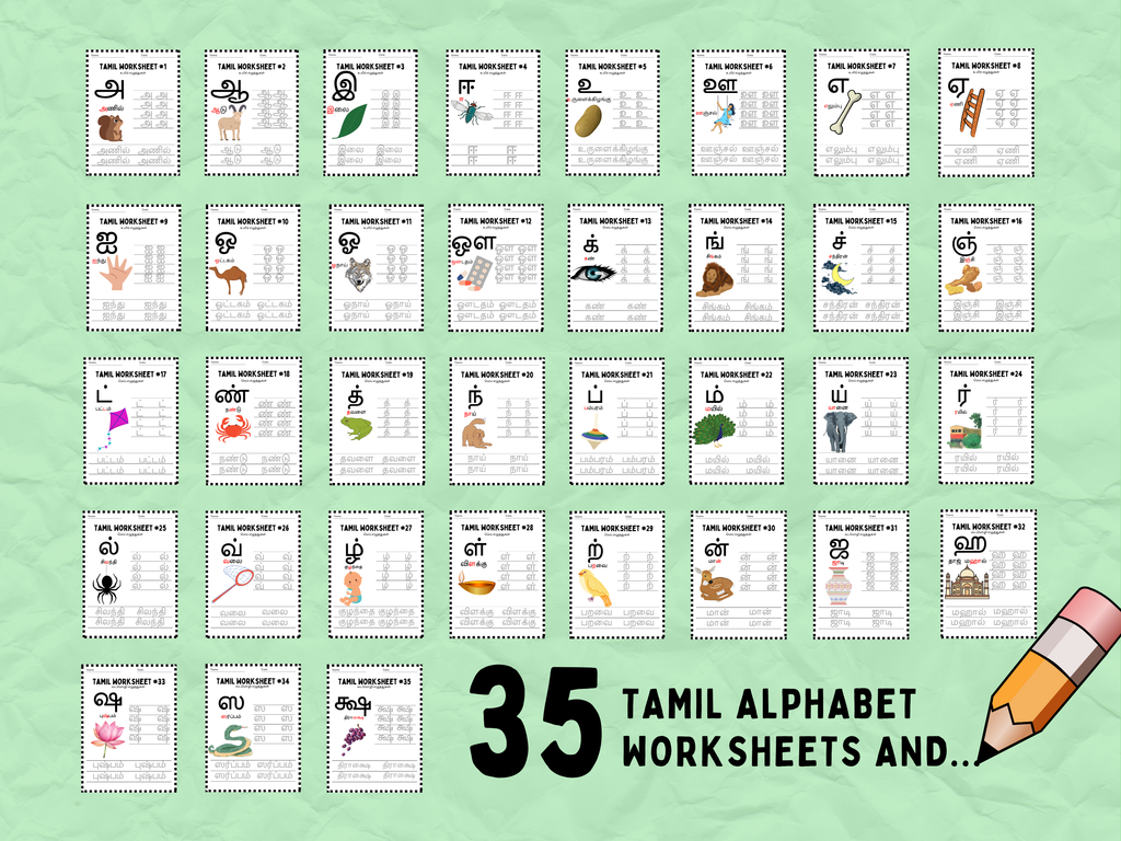 Tamil Alphabet Worksheets Bundle | Learning for Kids (Digital Download)