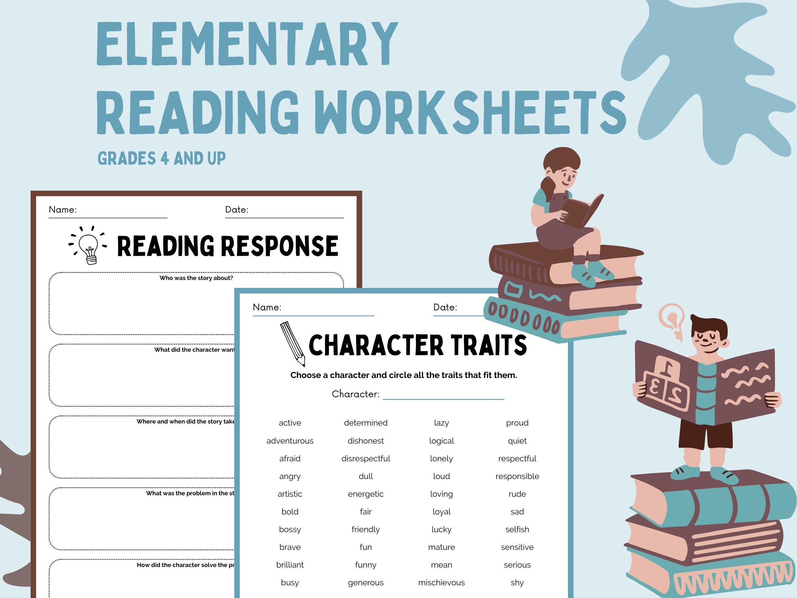 Reading Comprehension Worksheets Grade 4+ — Cover